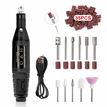 Professional Electric Nail Drill Machine Set – Manicure Milling Cutters & Strong Nail Polishing Tool