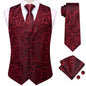 Hi-Tie 20 Color Silk Men's Vests Tie Slim Sleeveless Jacket Hanky Cufflink Waistcoat 4PC Suit