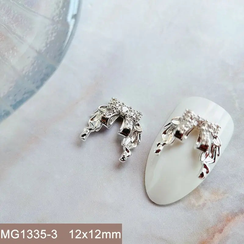 10pcs/lot Luxury No Fading Bow Butterfly Arc Nail Art Parts Zircon Crystal Manicure Nails Accesorios Supplies Decorations Charms