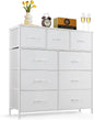 9‑Drawer Tall Bedroom Dresser with Wooden Top & Fabric Bins