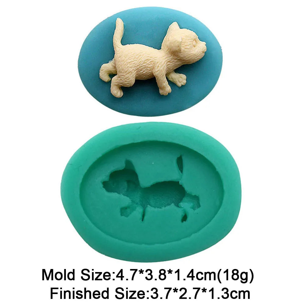 Cute Kitten Silicone Mold Cat Shape Chocolate Cookies Dessert Pudding Sugar Crafts Fondant Mould Bakeware Baking Cake Tools