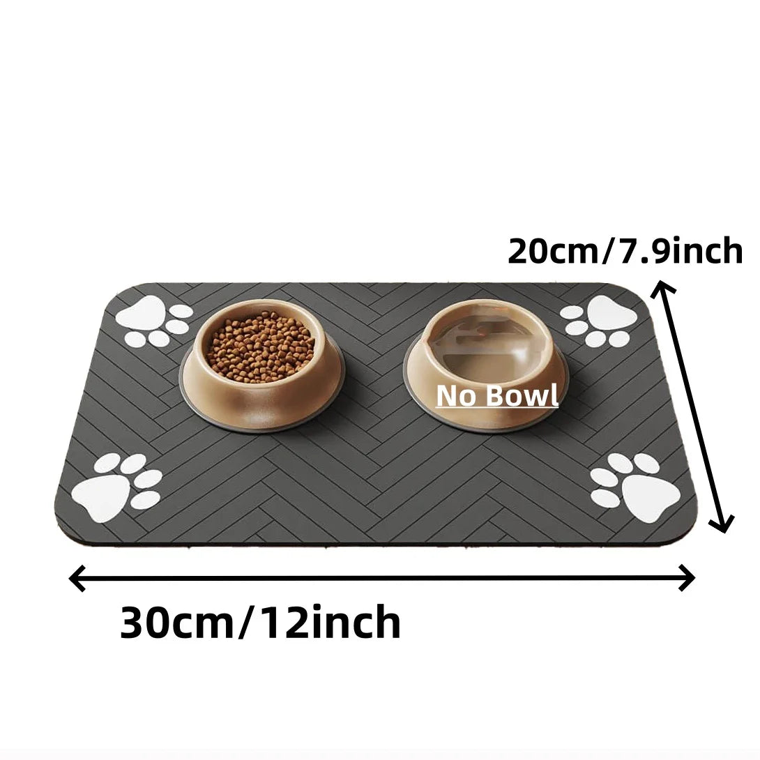 Absorbent Pet Feeding Mat: Quick-Dry Placemat for Food and Water Bowls, Waterproof Rubber Backing for Dogs and Cats