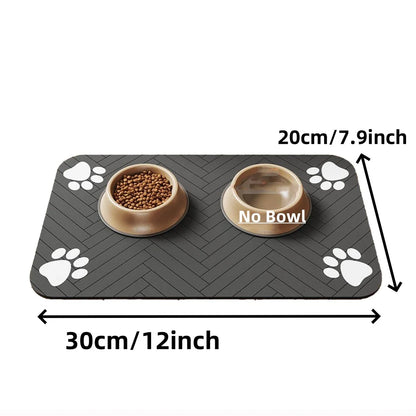 Absorbent Pet Feeding Mat: Quick-Dry Placemat for Food and Water Bowls, Waterproof Rubber Backing for Dogs and Cats