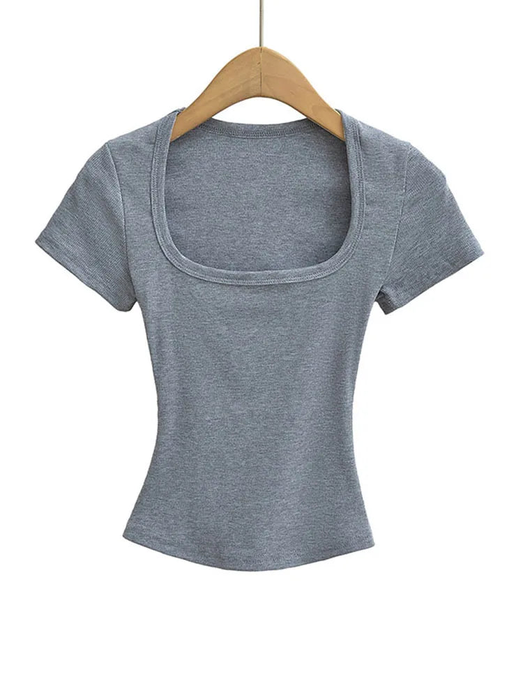 Women’s Square Collar Sexy Summer Crop Top
