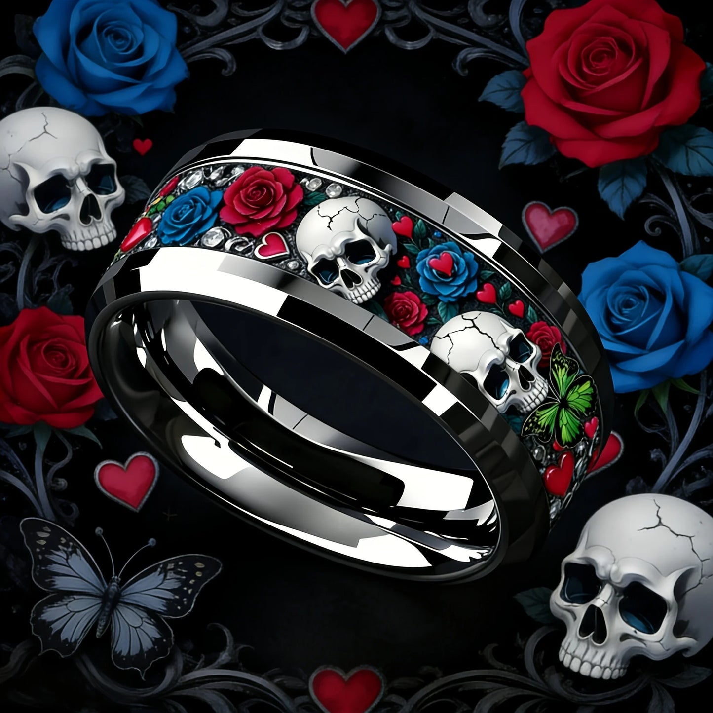 8mm Stainless Steel Ring skull design