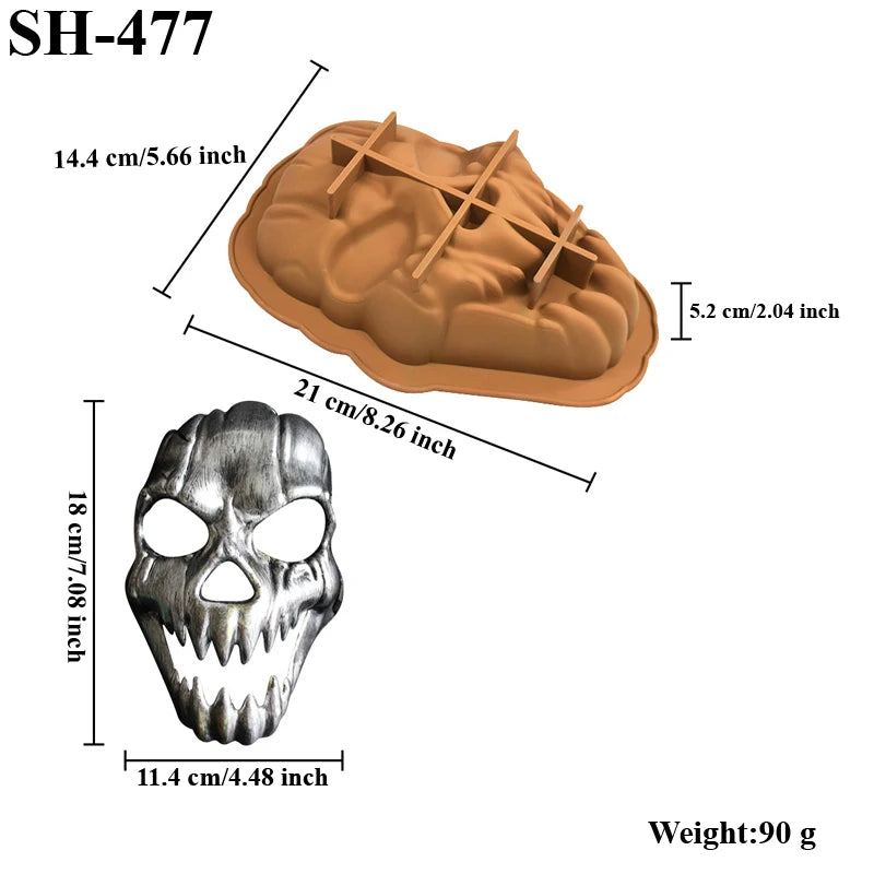 Halloween Mask Design Cake Mold Skull Design Chocolate Mold Halloween Silicone Cake Mould Kitchen Bakeware Dessert Tools