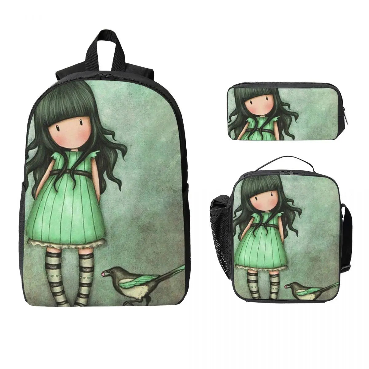 Santoro Gorjuss 3‑Piece Student Backpack Set – BookBag, Lunch Bag & Pencil Case