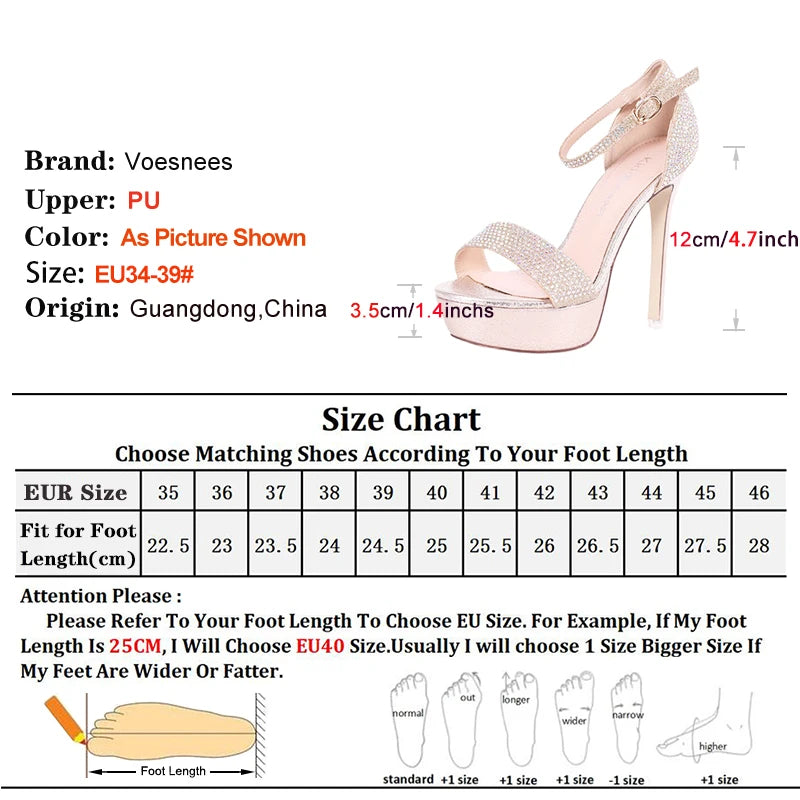 Elegant Gold Rhinestone Stiletto Sandals – 12CM Party & Wedding Heels