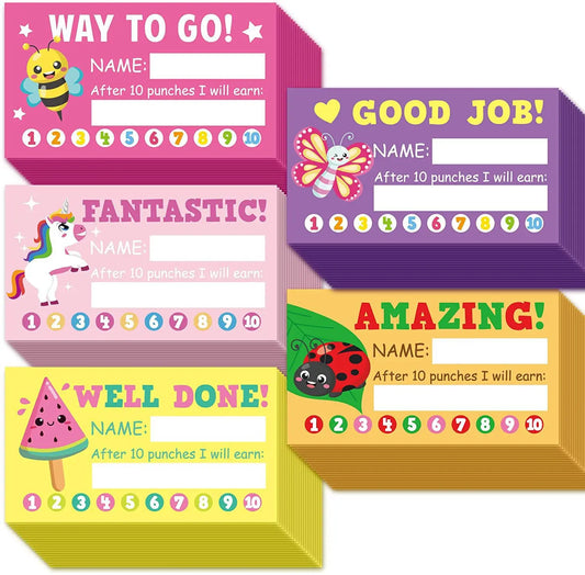50Pcs Cartoon Kids Reward Incentive Punch Cards For Teacher
