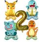 5pcs Pokémon Cartoon Balloon Number Set (Pikachu · Charmander · Squirtle · Bulbasaur)