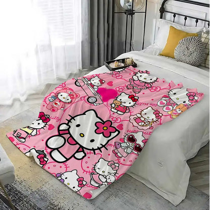 Kawaii Cat Hellos Fluffy Soft Blankets and Throws Blanket Bed Throw Blanket Luxury Home Interior Microfiber Bedding Sofa Knee &
