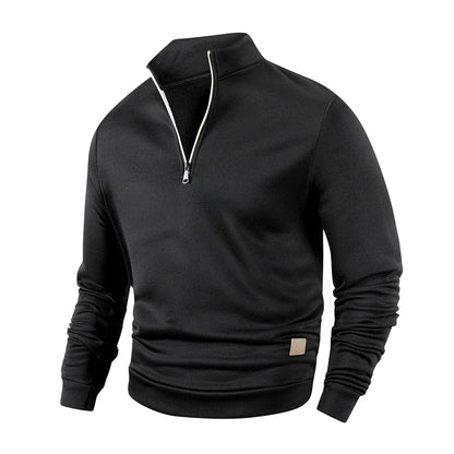 Spring Autumn Fashion High Neck Half Zipper Long Sleeve Sweatshirts Men's Casual Knitted Pullovers Daily Warm Coats
