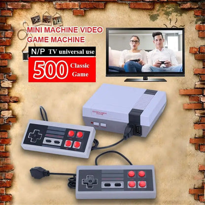 Mini TV Game Player (500 Built‑In NES Games, Dual Controllers, AV Output)