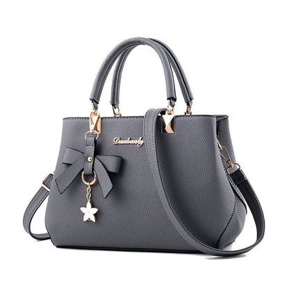 Elegant Floral Shoulder Bag (6 Colors, PU Leather, Sweet Bowknot Crossbody Tote)