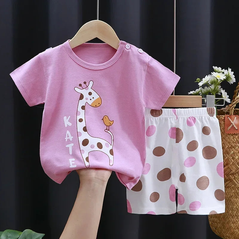 2PCS Children's Sets Boys Girl T-shirt Shorts