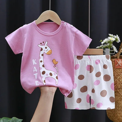 2PCS Children's Sets Boys Girl T-shirt Shorts
