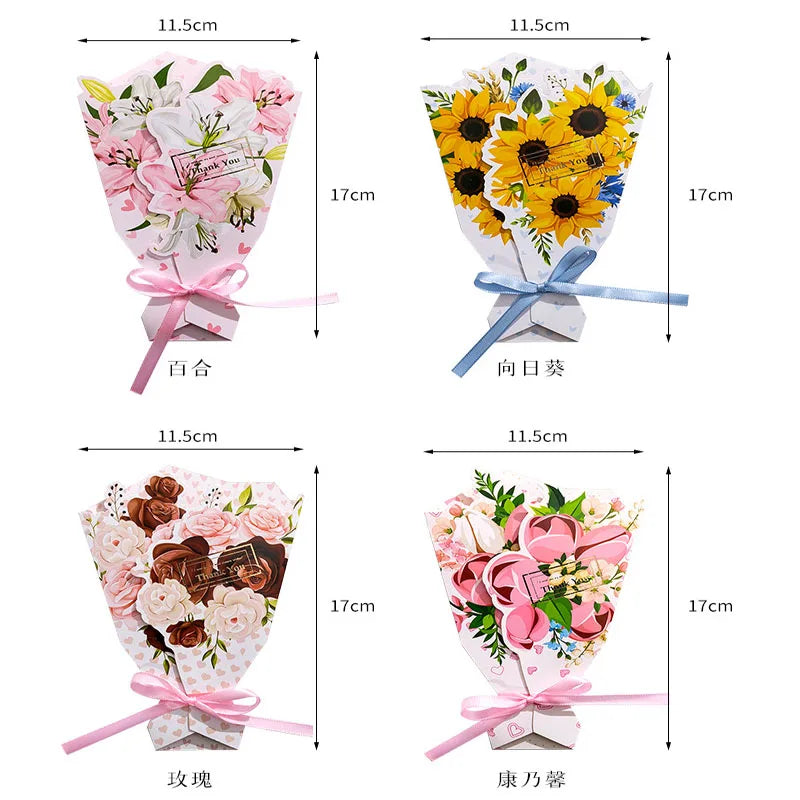Creative Carnation Thanks Flowers Postcard Exquisite Beautiful Greeting Card Floral Birthday Cards Teacher Day Birthday Gifts