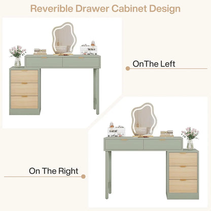 Modern 5‑Drawer Makeup Vanity Desk with Storage (Narrow)