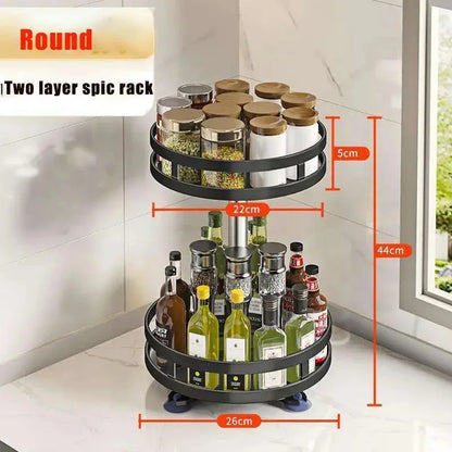 360 Rotation Spice Rack Multi-Layer Spices Seasonings Storage Tray Kitchen Organizer
