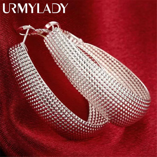 925 Sterling Silver Hoop Earrings For Women Wedding Gift Fine Europe Jewelry Christmas Gift Engagement Party