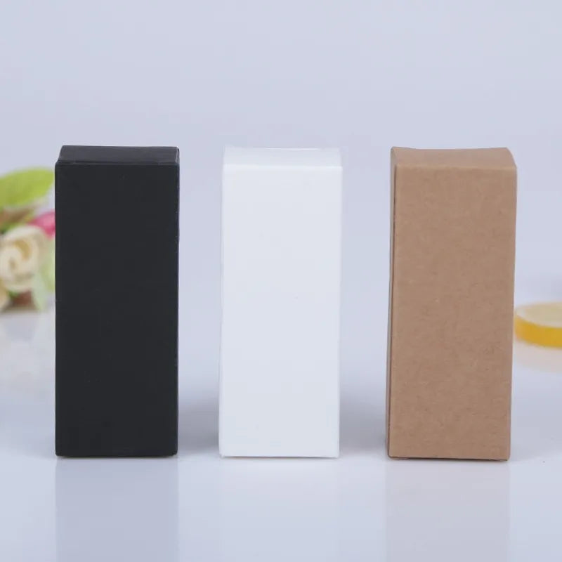 50pcs White Black Kraft Paper Tube Cardboard Boxes Essential oil bottle packaging box Blank Cosmetic Storage Box