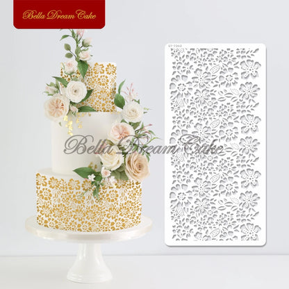 Various Flower Leaf Design Fondant Cake Stencil DIY Royal Cream Border Mold PET Drawing Template Cake Decorating Tools Bakeware