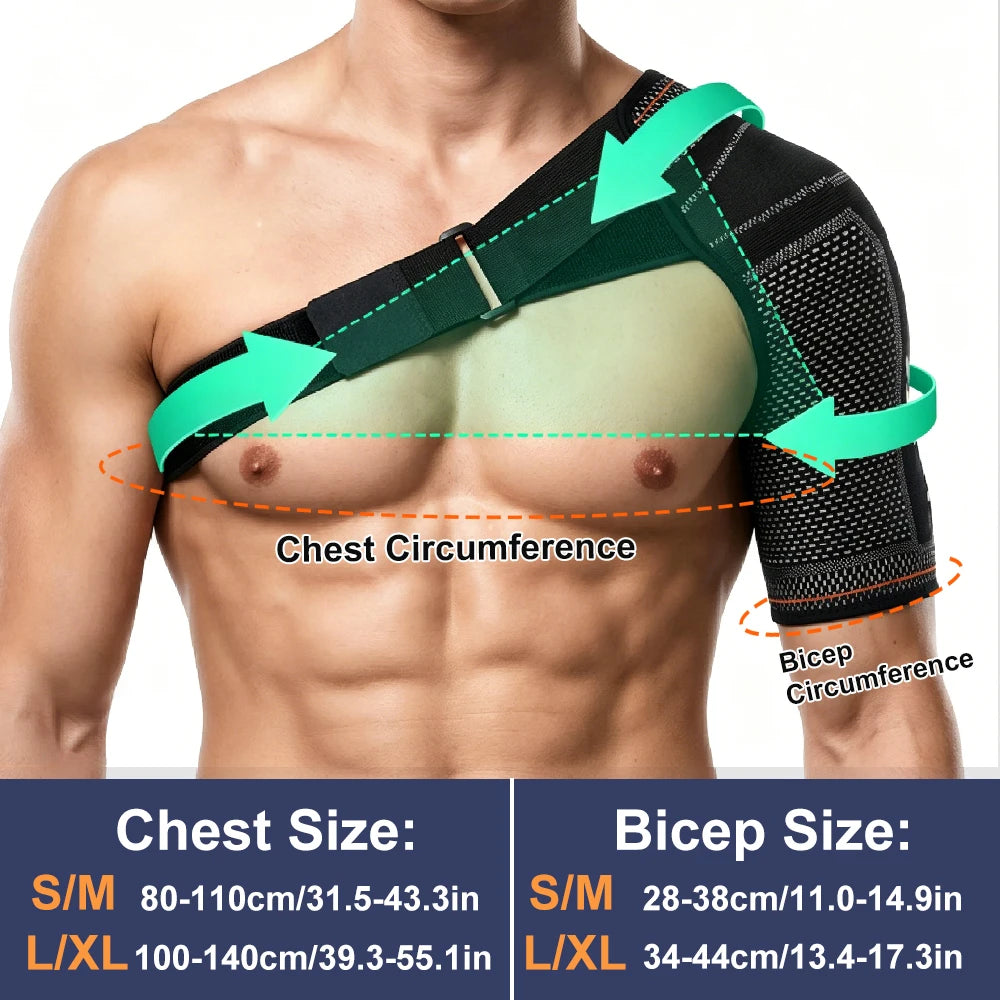 Shoulder Stability Brace Adjustable Knitted Compression Shoulder Sleeve Fits Left & Right Shoulder Basketball Running Cycling