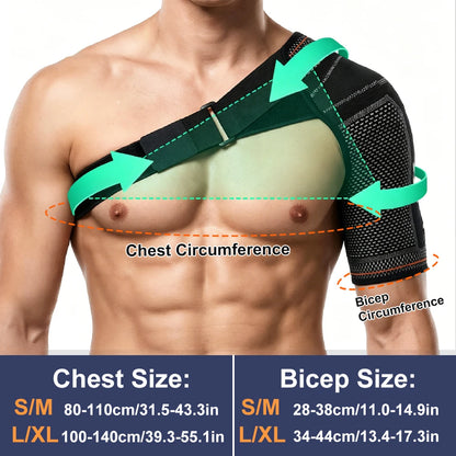 Shoulder Stability Brace Adjustable Knitted Compression Shoulder Sleeve Fits Left & Right Shoulder Basketball Running Cycling
