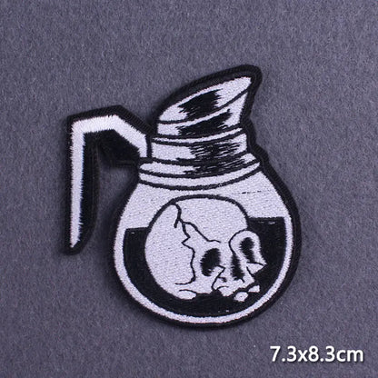 The Death Embroidery Iron On Patches For Clothing DIY Applique Patches On Clothes Skull Badges on backpack Jakcet
