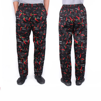 Men Work Wear Restaurant Kitchen Elastic Waist Pants
