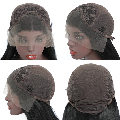 Natural Straight Black Synthetic Lace Front Wig (Heat‑Resistant · Daily Use · Glueless)
