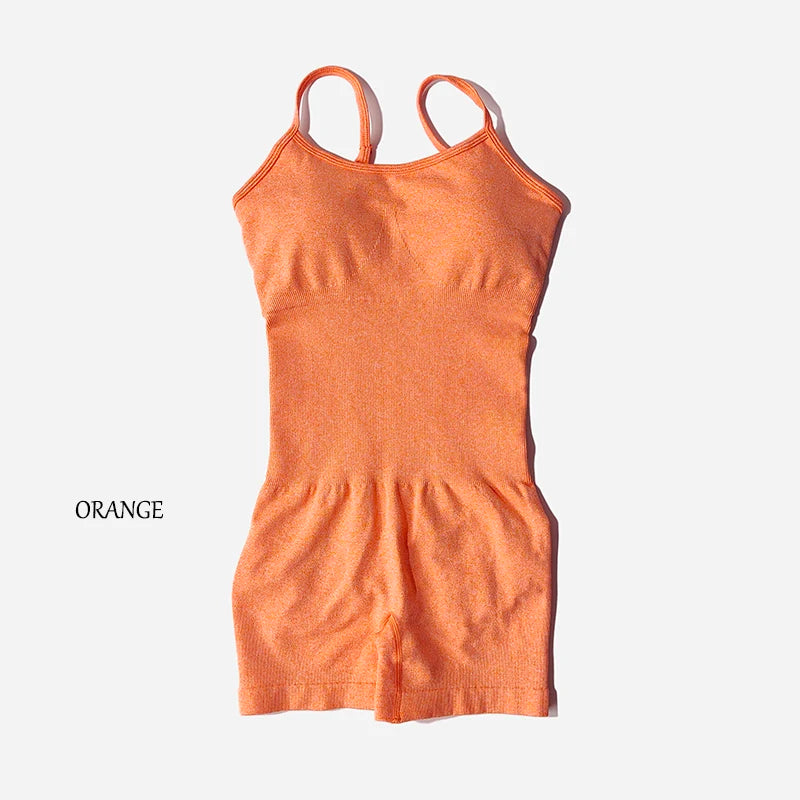 Women Fitness One Piece Strap Tummy Control Padded Sports Bra Rompers