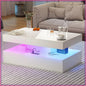 39" White High‑Gloss LED Coffee Table with USB Charging & 2 Drawers