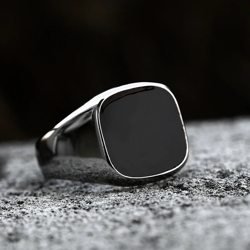 Punk Titanium Steel Valknut Signet Ring