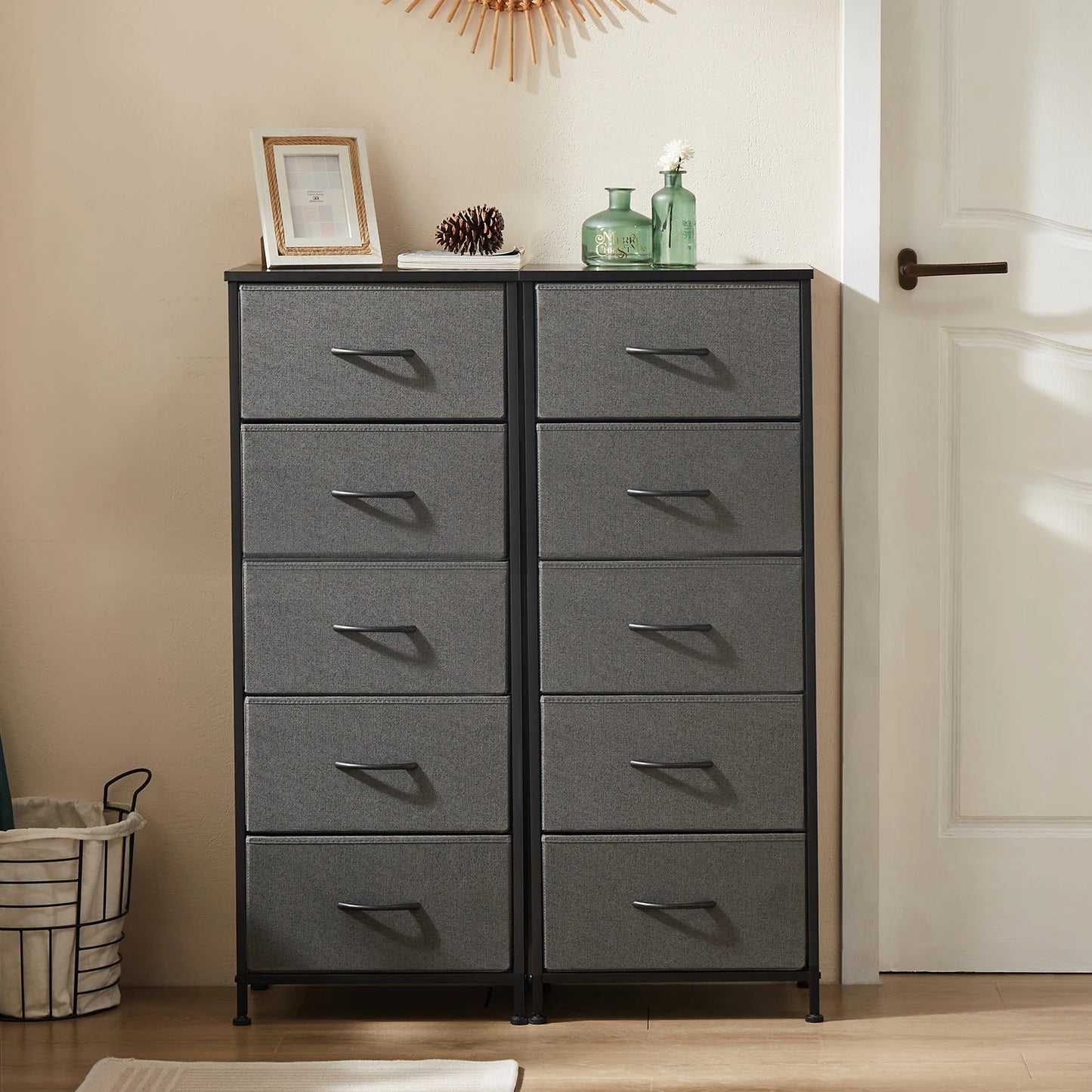 5‑Drawer Fabric Cabinet – 48" Living Room Storage