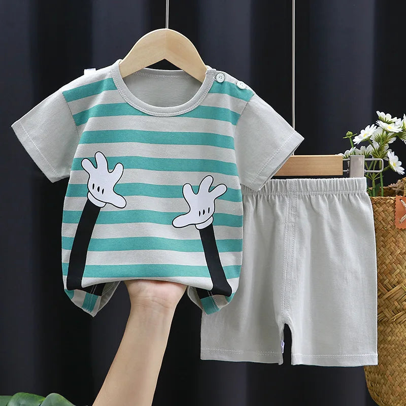 Casual Baby Boy Short Sleeve Sports T-shirt and  Shorts Set