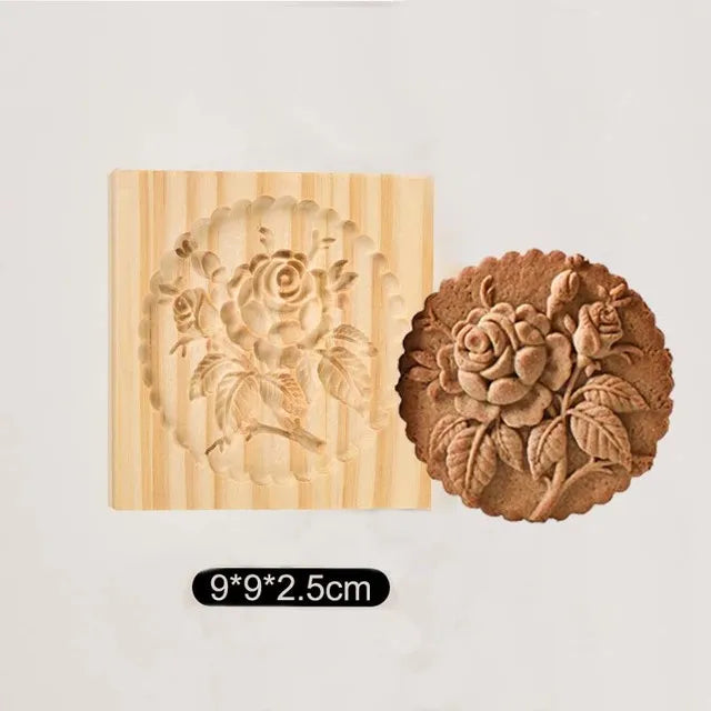 Wooden Cookie Mold Cutter Wooden Gingerbread Cookie Moulds DIY Shortbread Pastry Mold Bakery Gadgets Kitchen Baking Accessories