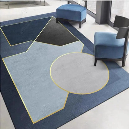Modern Gray Minimalist Geometric Abstract Style Floor Mat Rug