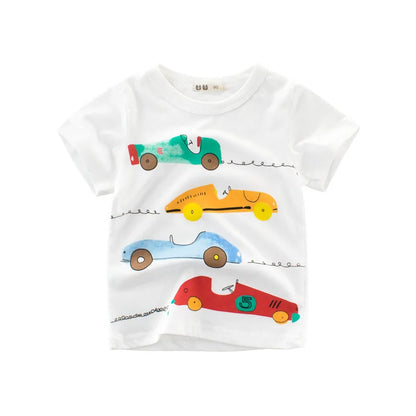 2-8 Years Summer Children Boys T-shirts Cartoon Printed Letter Baby Boy Short Sleeve Tops Kids T Shirts Toddler Clothes