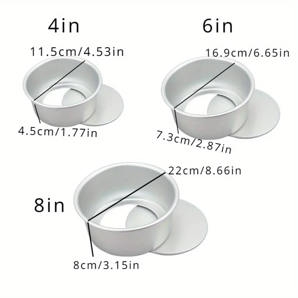 1pc Layered Circular Cake Mold Set – 4/6/8in Non‑Stick Baking Pans with Detachable Bottom