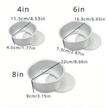 1pc Layered Circular Cake Mold Set – 4/6/8in Non‑Stick Baking Pans with Detachable Bottom