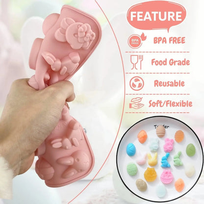 Easter Silicone Chocolate Mold – 18‑Cavity Egg, Bunny, Rabbit & Basket Shapes for Candy & Jelly