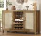 Boho Rattan Wine Bar Cabinet with Glass Holder & Drawer Racks (Custom)