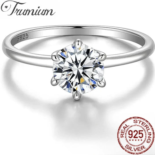 Trumium 0.5/1 Ct D Color Moissanite Ring For Women Diamond moissanite Rings s925 Silver Engagement Wedding Bands Fine Jewelry