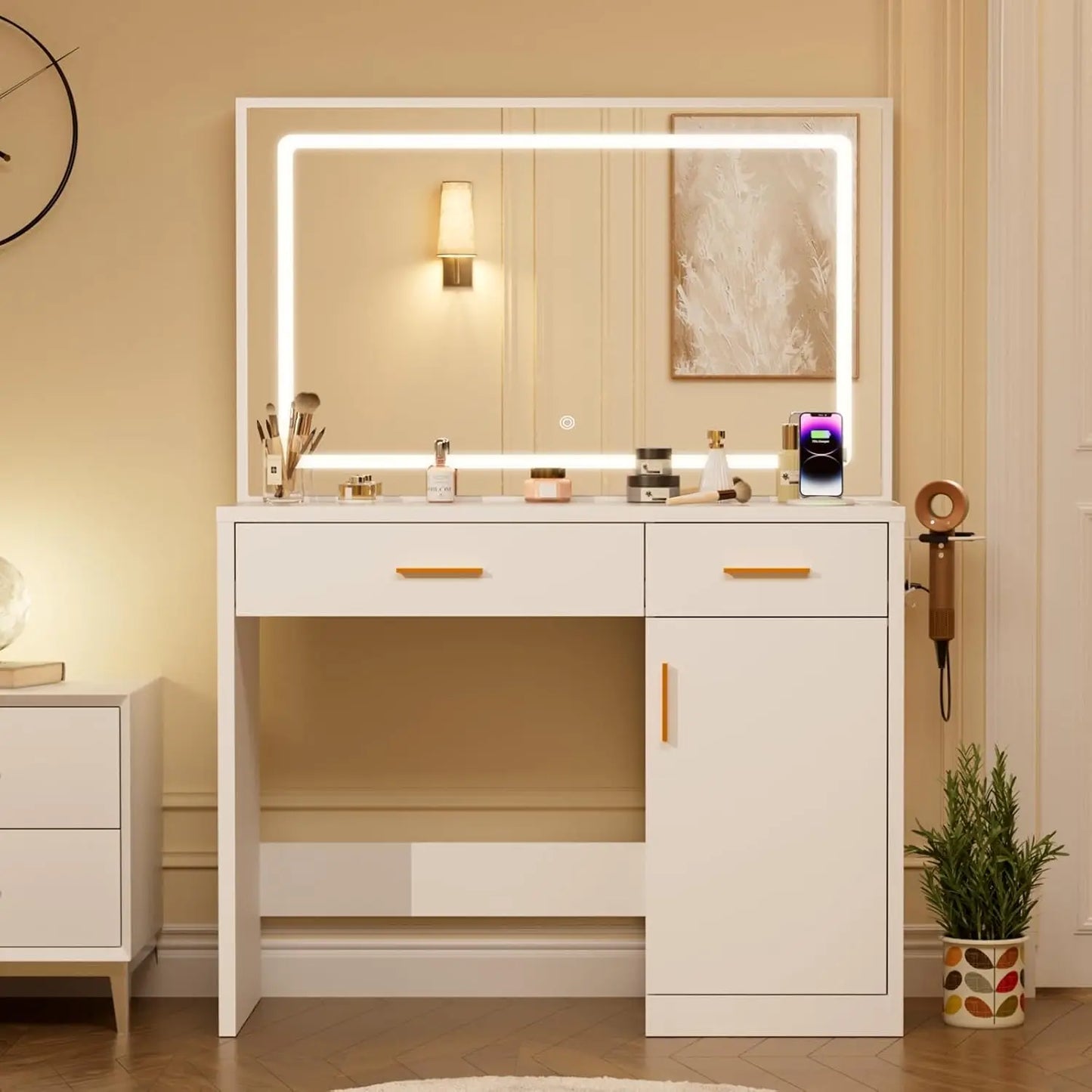 LED Vanity Dressing Table with Charging Station