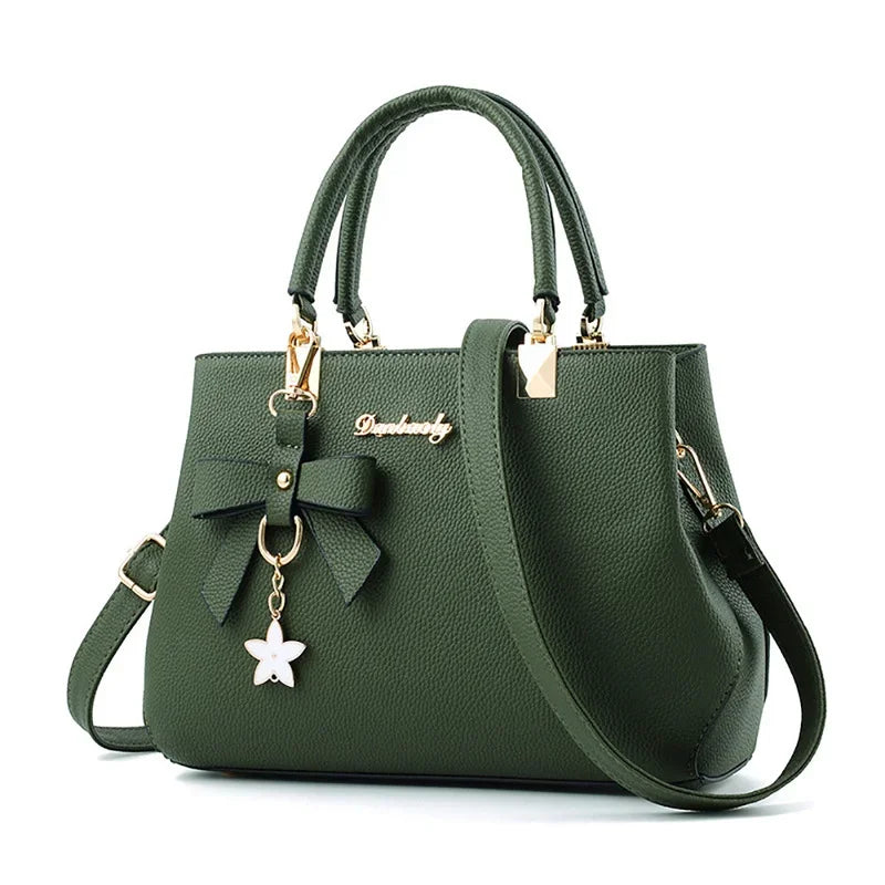 Elegant Floral Shoulder Bag (6 Colors, PU Leather, Sweet Bowknot Crossbody Tote)