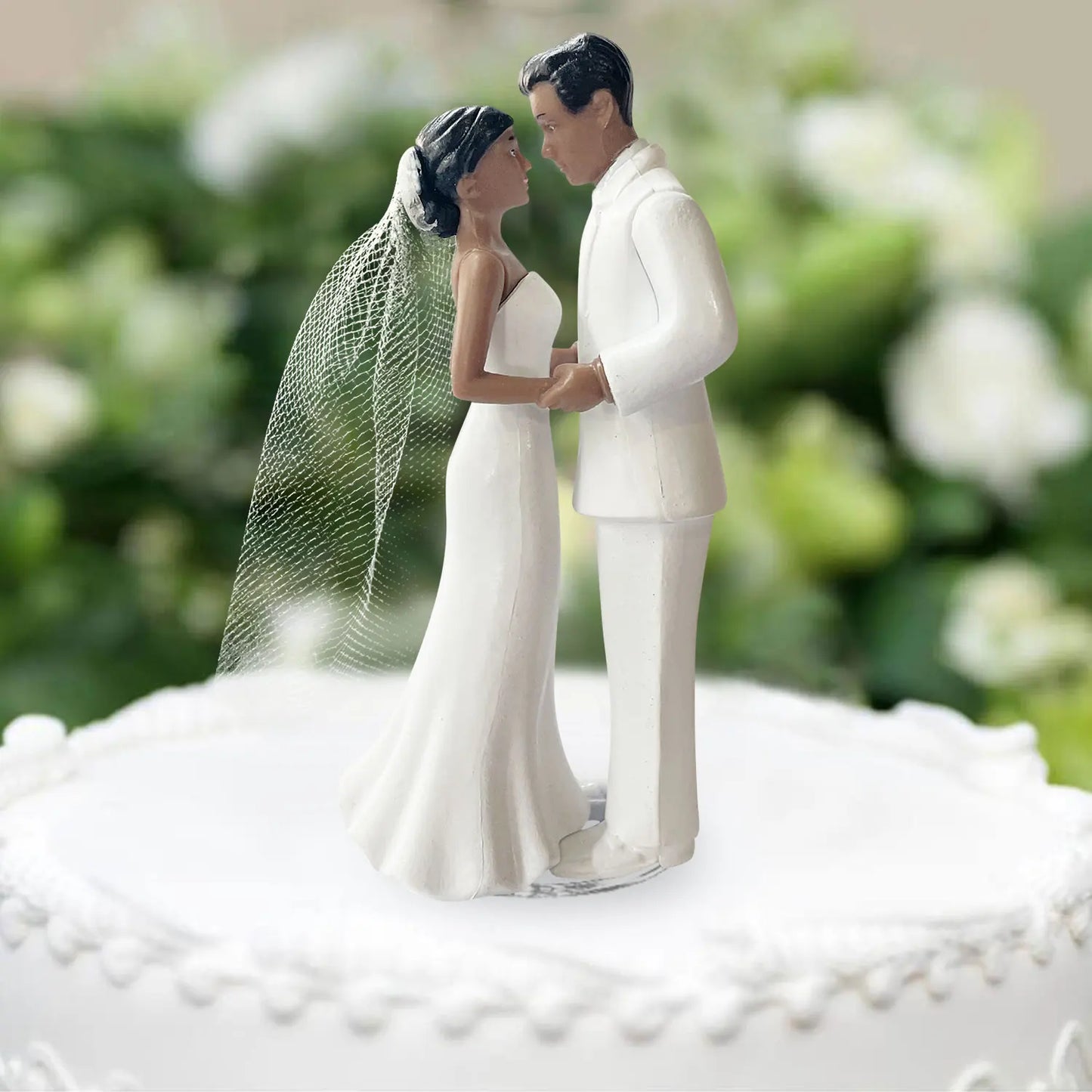 Elegant African American Wedding Couple Cake Topper