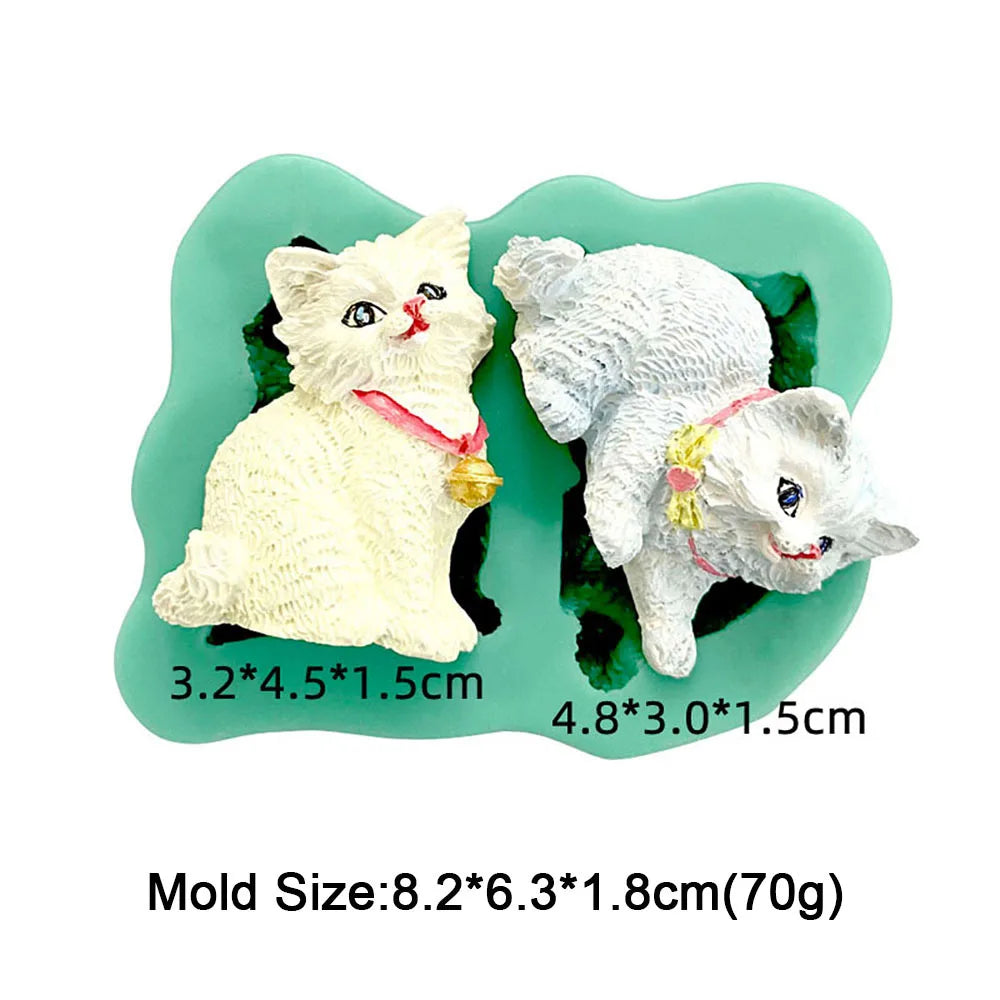 Cute Kitten Silicone Mold Cat Shape Chocolate Cookies Dessert Pudding Sugar Crafts Fondant Mould Bakeware Baking Cake Tools