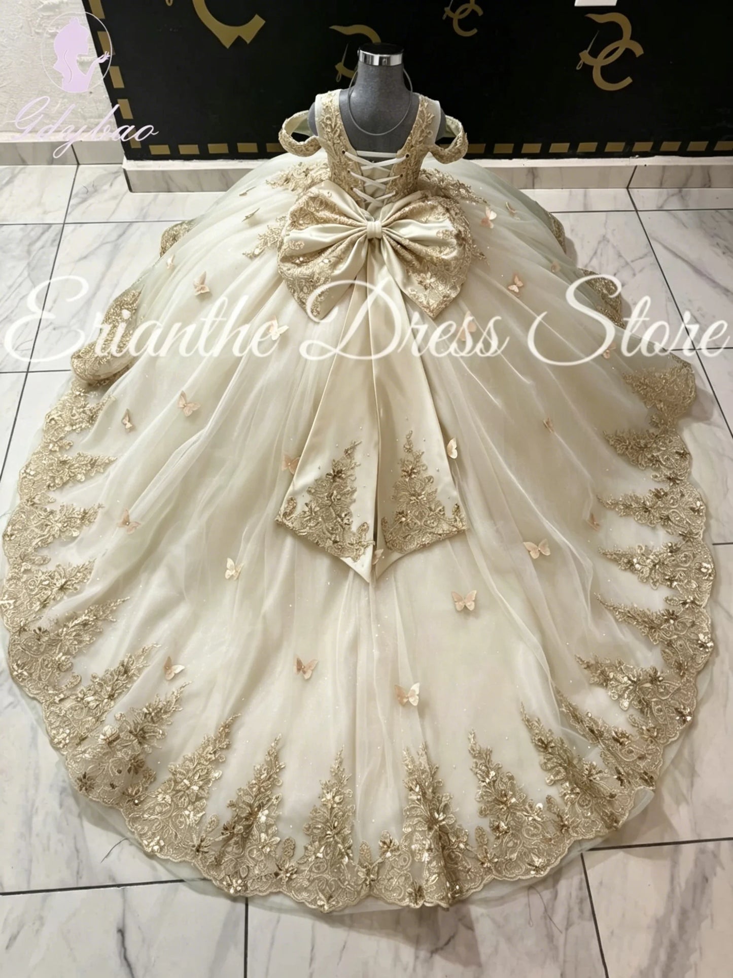 Green Flower Girl Dress For Wedding 3D Butterfly Applique Tulle Kids Birthday Party First Communion Ball Gowns Customized