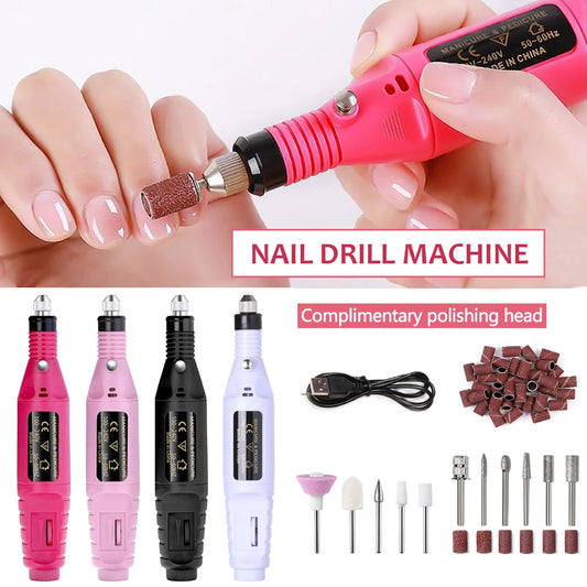 Professional Electric Nail Drill Machine Set – Manicure Milling Cutters & Strong Nail Polishing Tool
